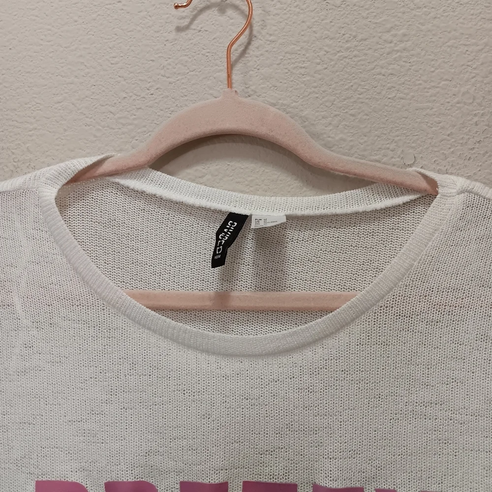 H&M Divided Crop Top Medium Loose Knit   Pretty Please White - Picture 7 of 11